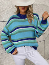 Pull rayé col rond automne/hiver 2024 : col rond, manches longues, coupe oversize